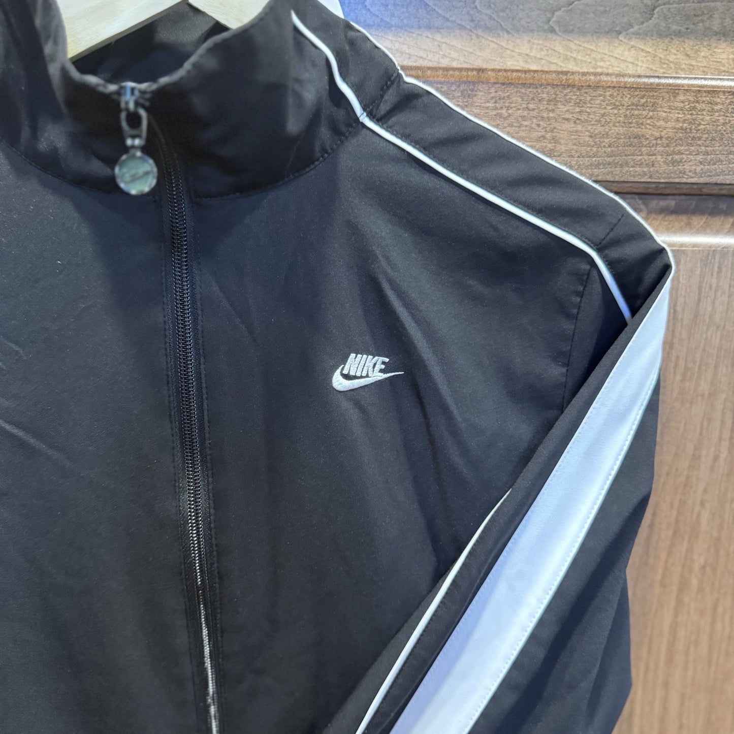 Vintage Nike Black Full Zip Track Jacket Women’s Medium M Retro Swoosh VTG Style