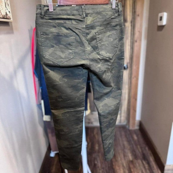 z1975 Zara Basic Skinny Moto Pants Women's Size 6 Camo Zippers