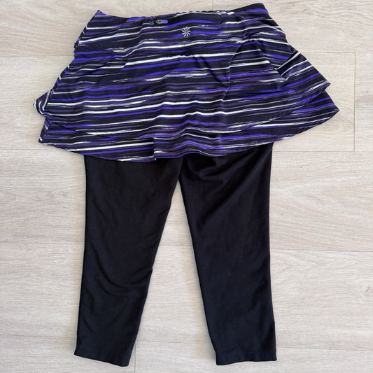 Athleta Skort Capri Leggings Purple Black Stripe Women’s Small Athletic