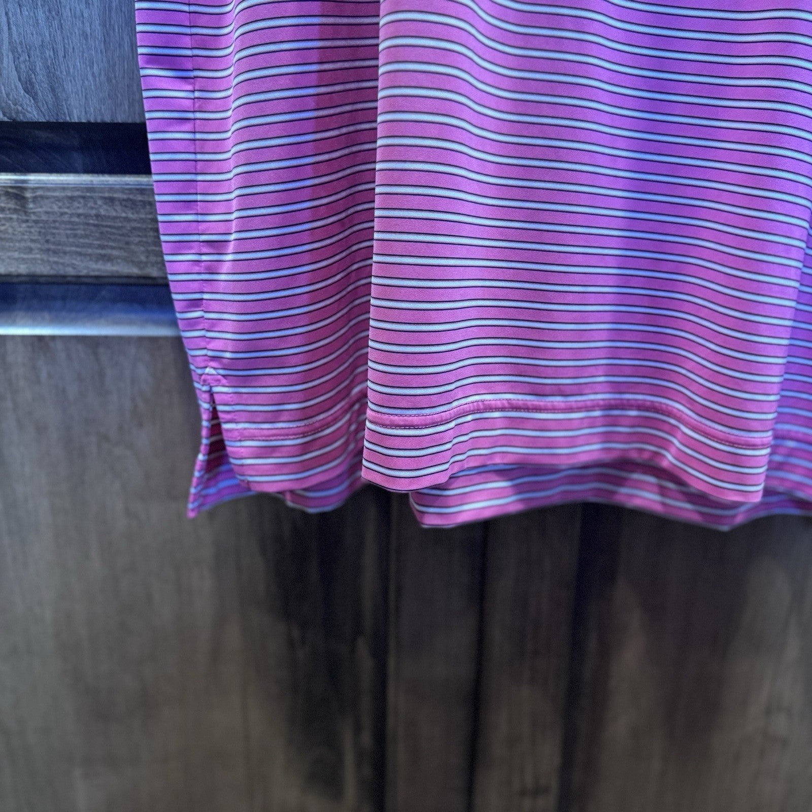 FootJoy Men’s Golf Polo Shirt – Pink Striped Performance Top PCB XL