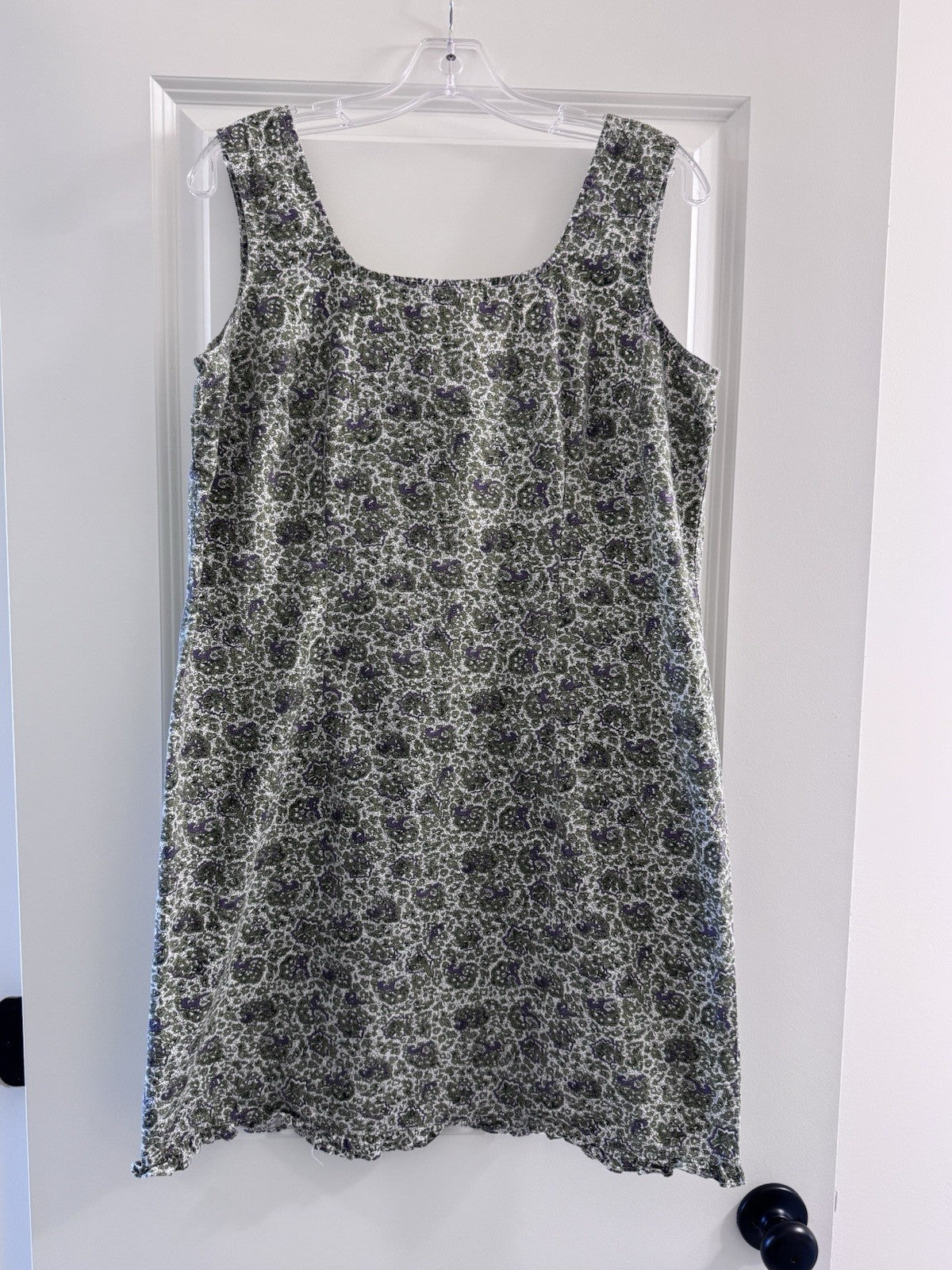 Faded Glory Women’s Sleeveless Dress L 12/14 Green Purple Paisley Floral
