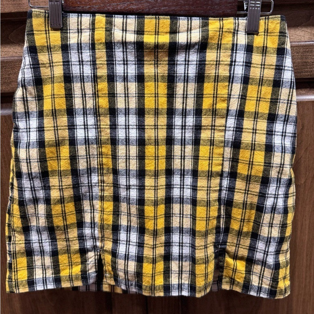 Hollister Yellow Plaid Ultra High-Rise Mini Skirt - Size Small