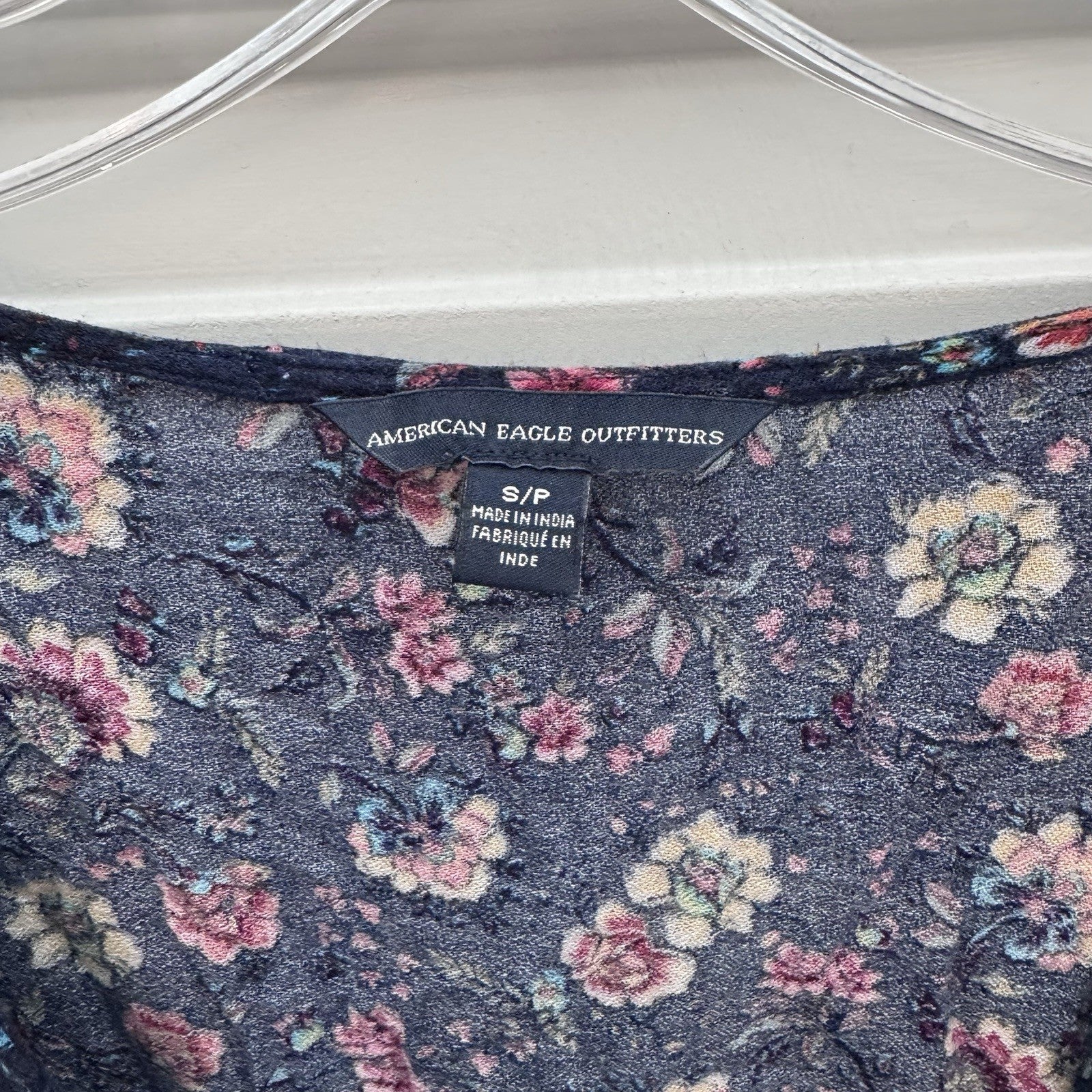 American Eagle Outfitters Navy Floral Wrap Romper Small S Boho Viscose