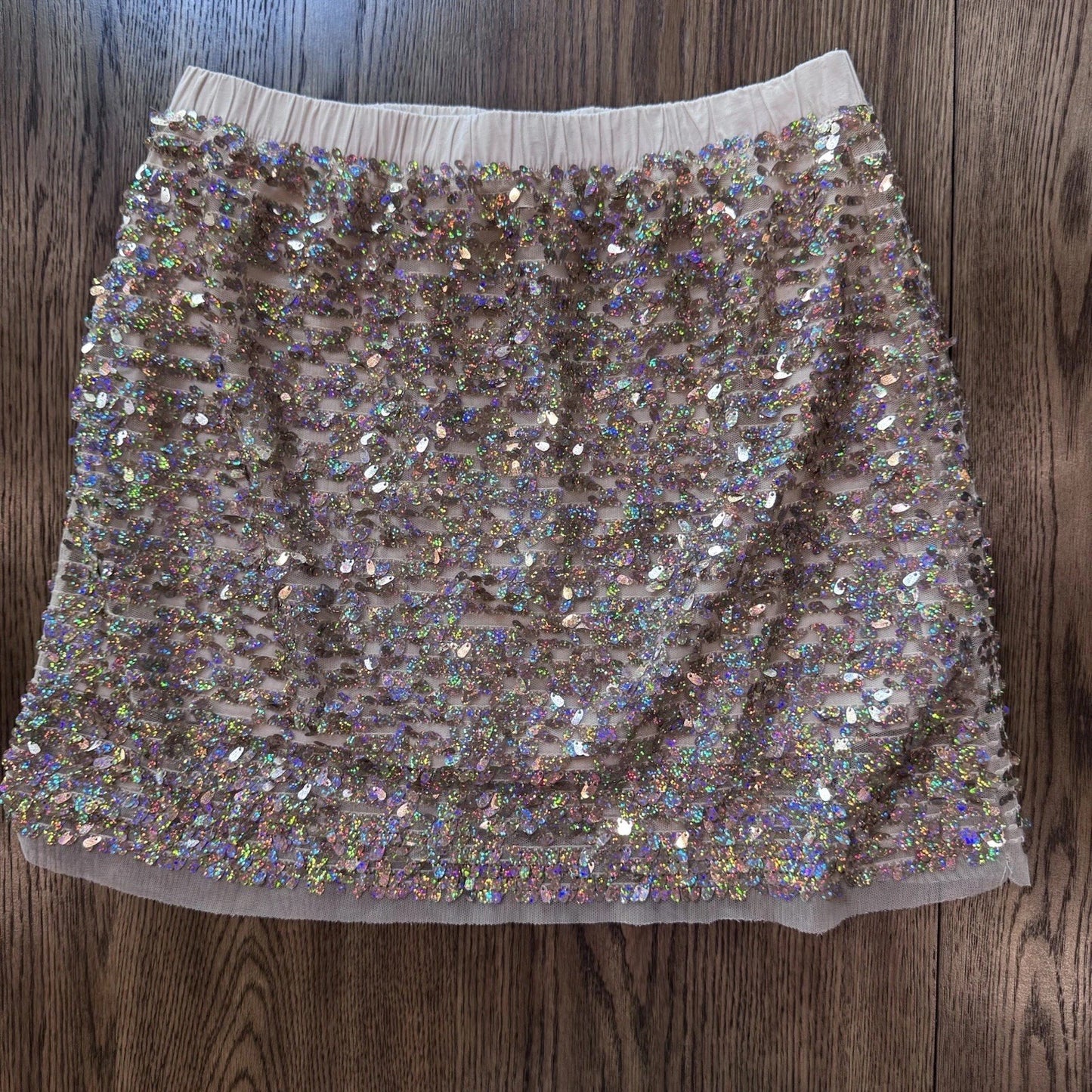Crewcuts Girls Size 14 Sequin Skirt Pink Nude Iridescent Glitter Lined