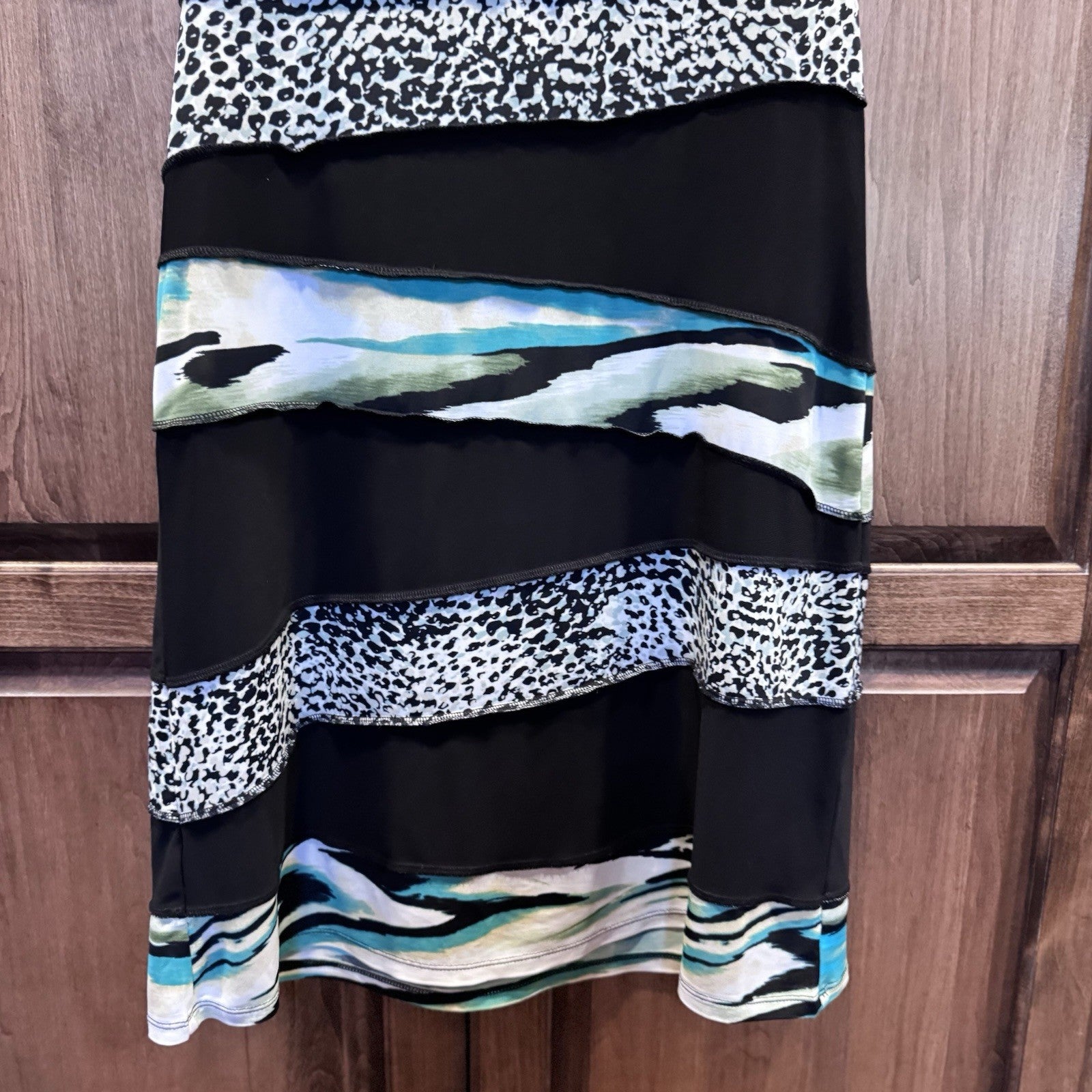 Dressbarn Black Animal Print & Abstract Stripe Sleeveless Dress Women’s Size 6