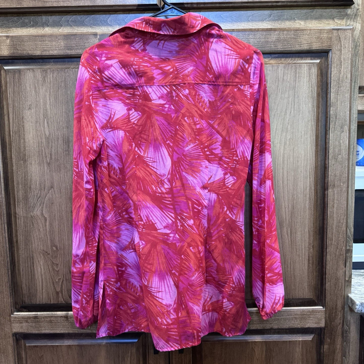 INC International Concepts Silk Blend Blouse Size 6 Pink Red Jungle Print NWT