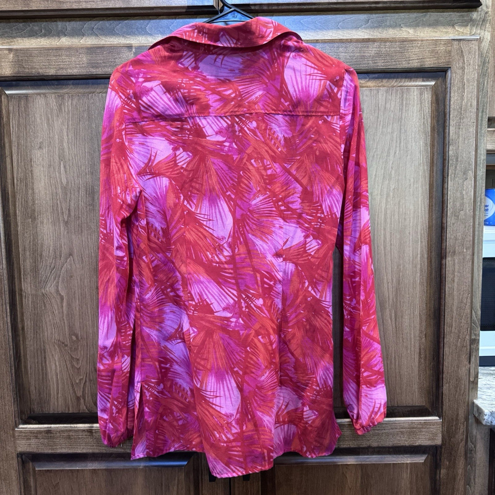 INC International Concepts Silk Blend Blouse Size 6 Pink Red Jungle Print NWT