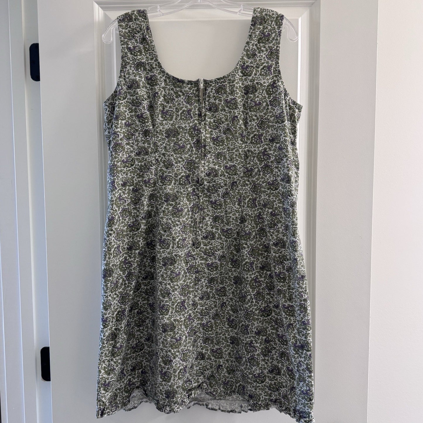 Faded Glory Women’s Sleeveless Dress L 12/14 Green Purple Paisley Floral