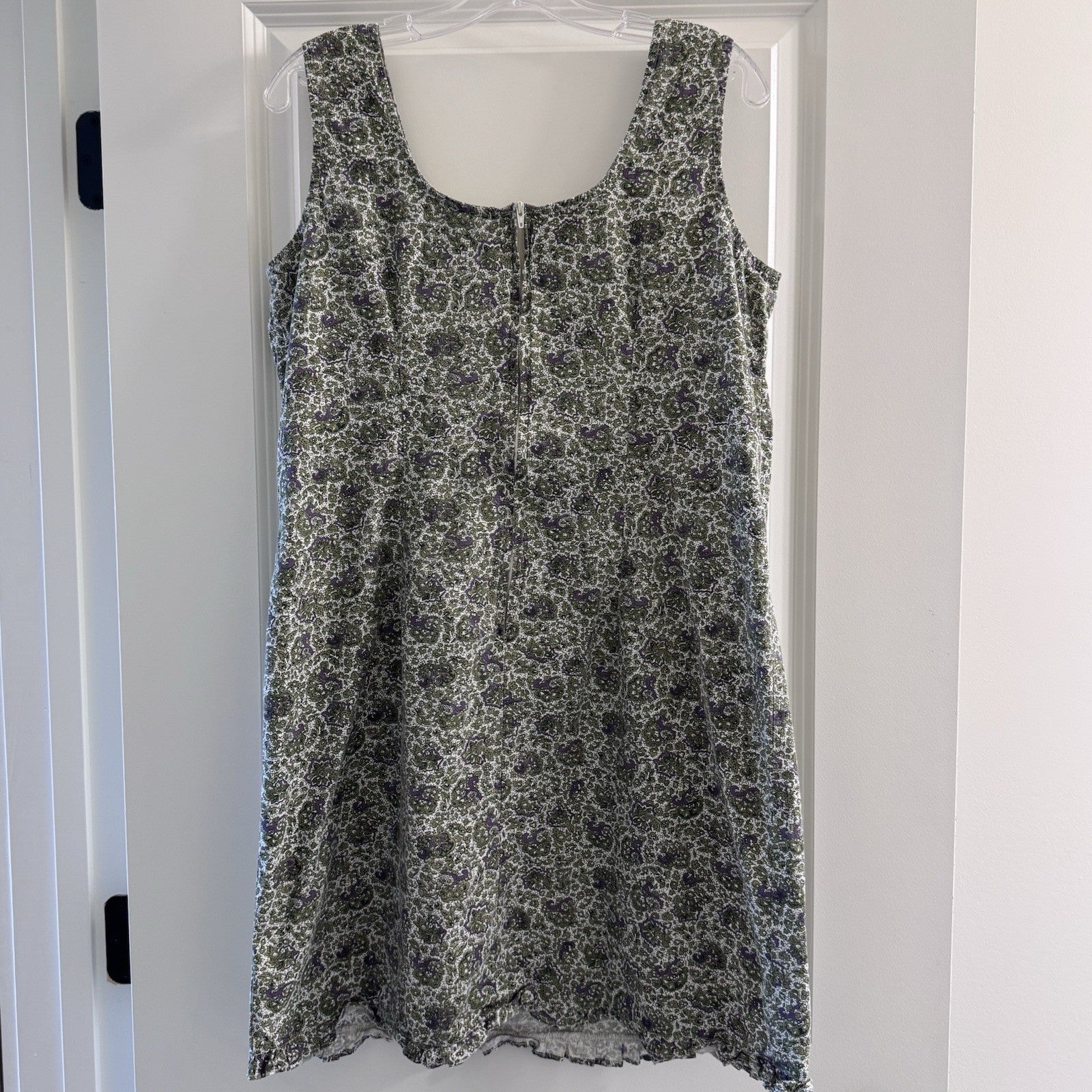 Faded Glory Women’s Sleeveless Dress L 12/14 Green Purple Paisley Floral