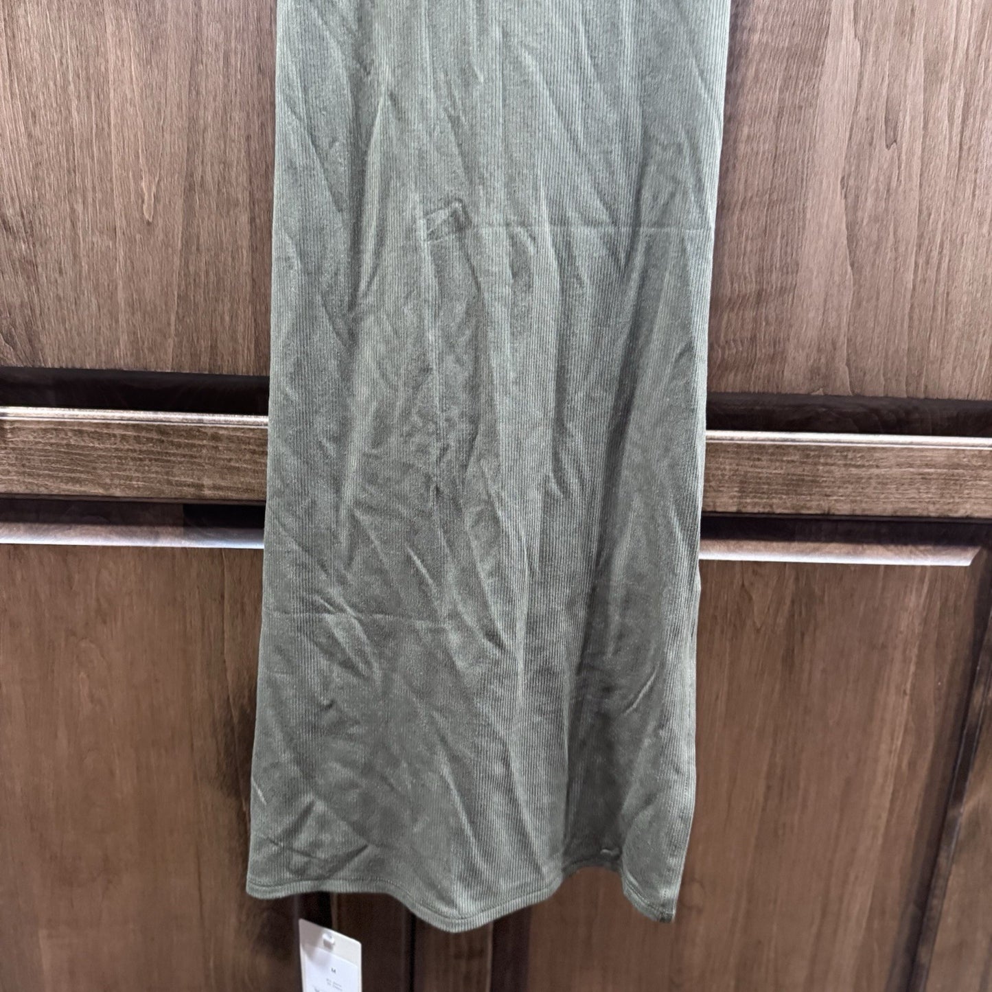 HALARA Olive Green Ribbed Knit Bodycon Midi Dress Size M NWT