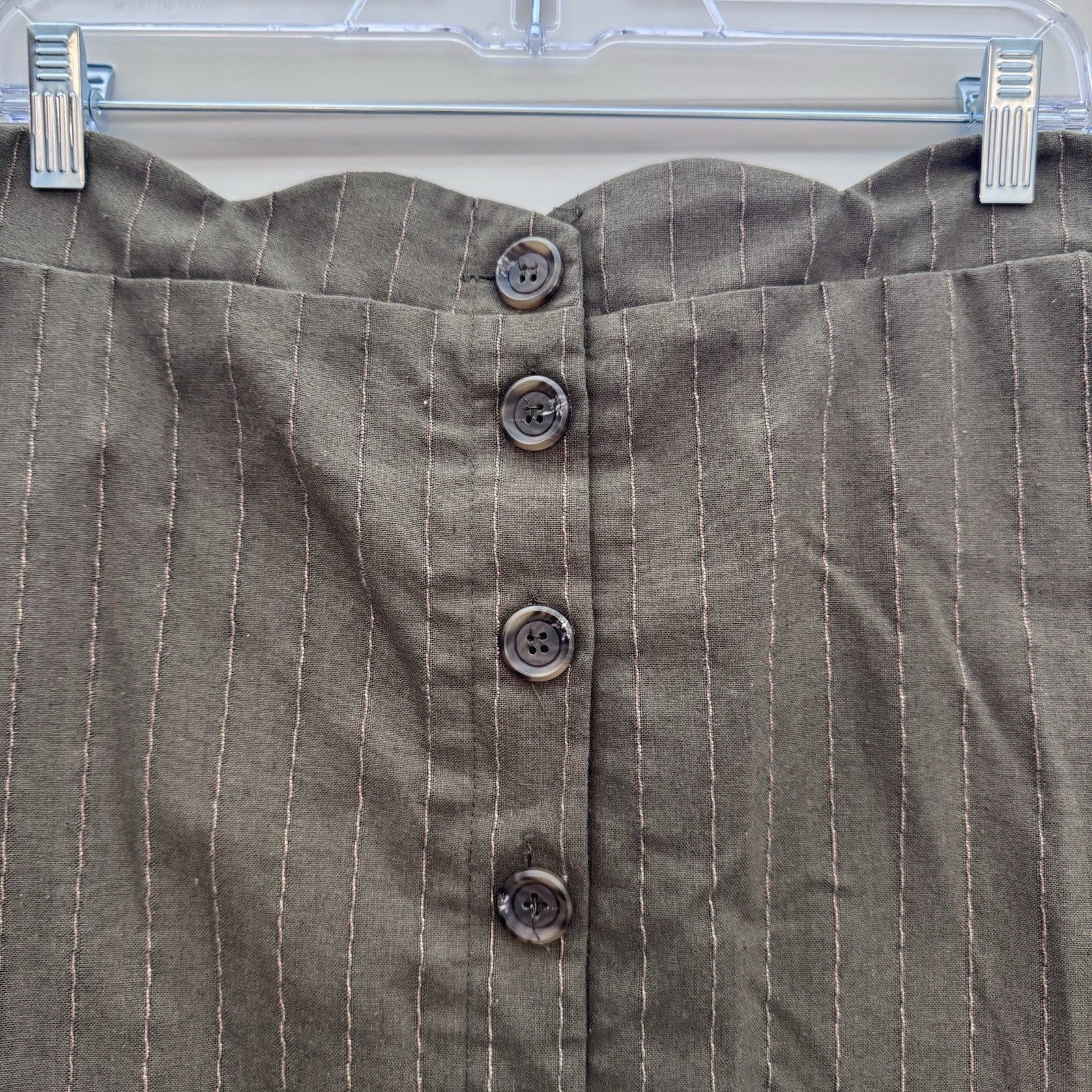 Blu Pepper Day to Day Skirt L Brown Pinstripe Button Front Lined Retro Y2K
