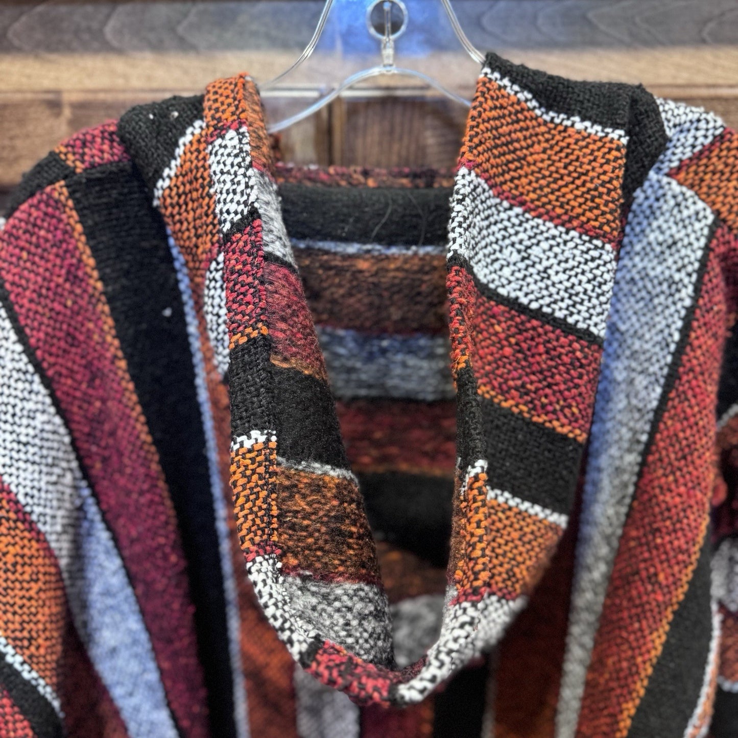 Earthbound Trading Co Baja Hoodie Large Multicolor Woven Pullover Boho Surf