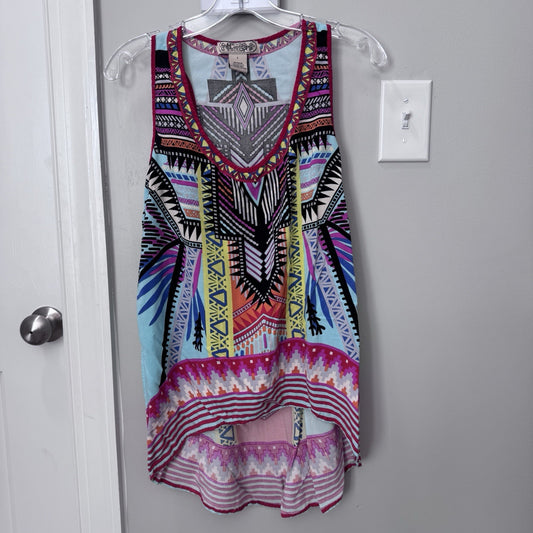 Flying Tomato Dress L Sleeveless Boho Aztec Tribal Print Multicolor Rayon