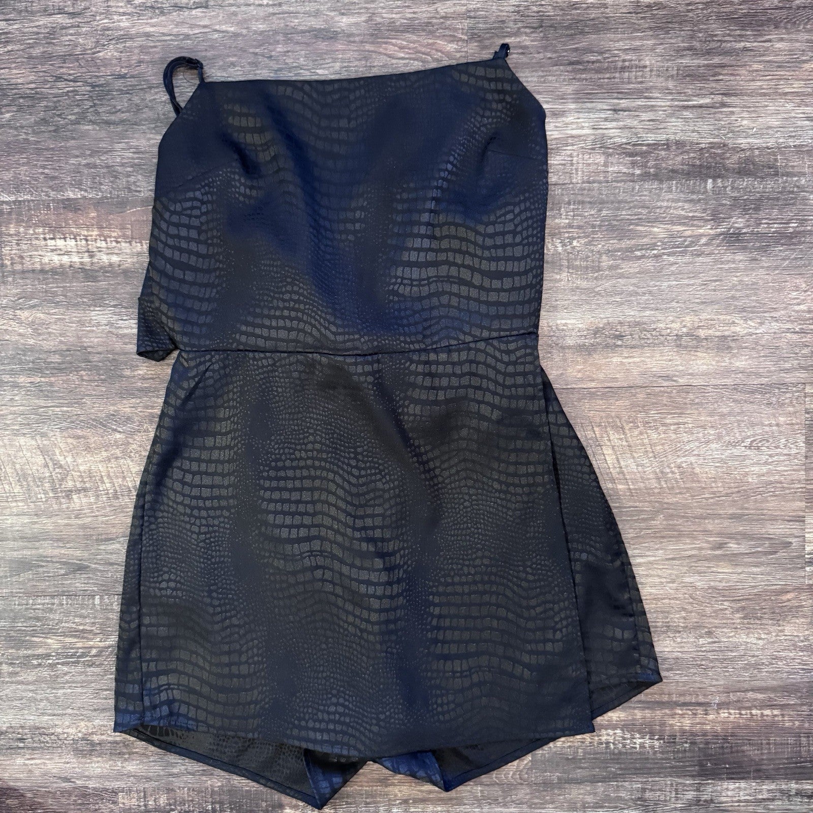 Garage Black Textured Romper - Size P/S - 97% Polyester / 3% Spandex