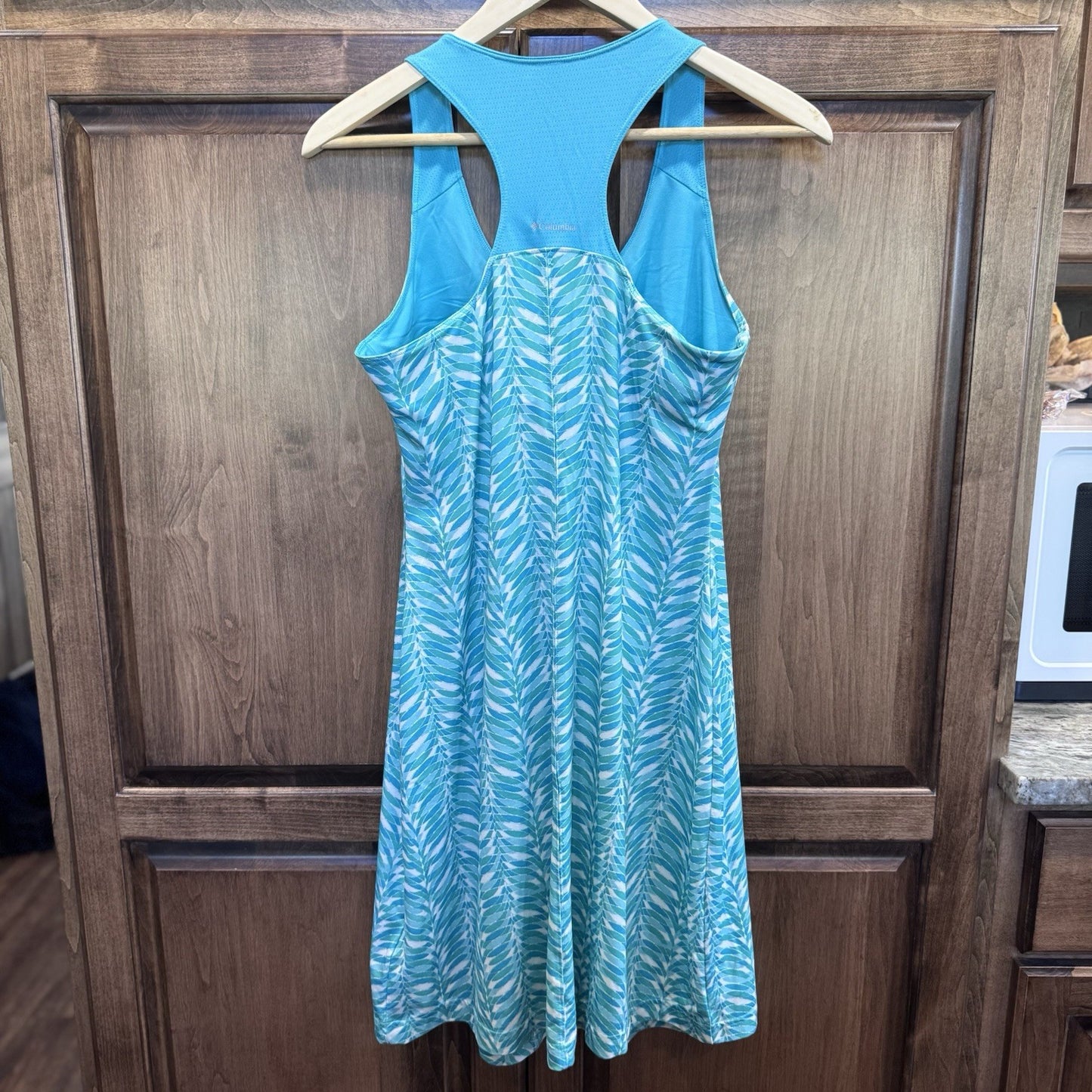 Columbia Omni-Wick Sleeveless Tank Top Small Leaf Print Blue Green Athletic