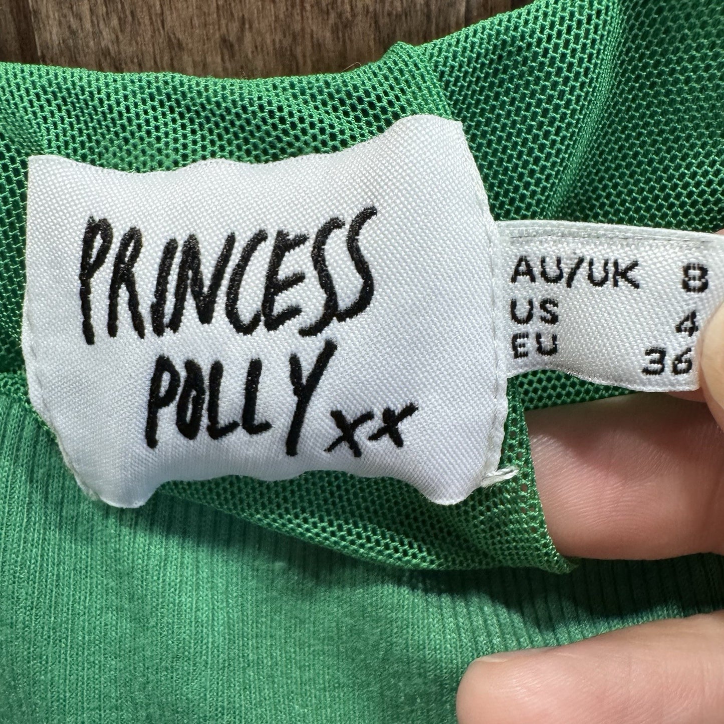 Princess Polly Green Ribbed Long Sleeve Bodysuit Size US 4 | AU 8 | EU 36