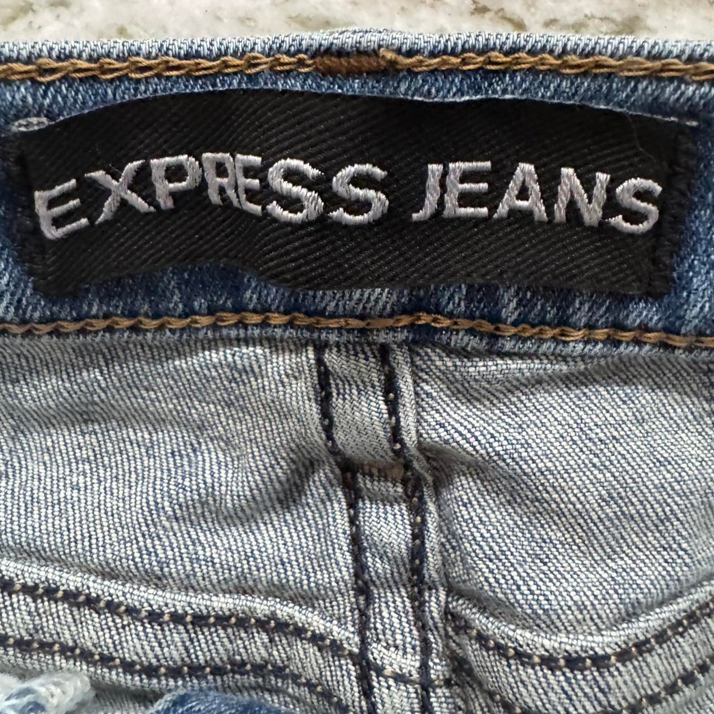 Custom Express Jeans Patch Denim Skirt - Size 00- One of a Kind