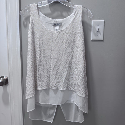 White House Black Market Sleeveless Layered High Low Tank Top Sz S Ivory Gold
