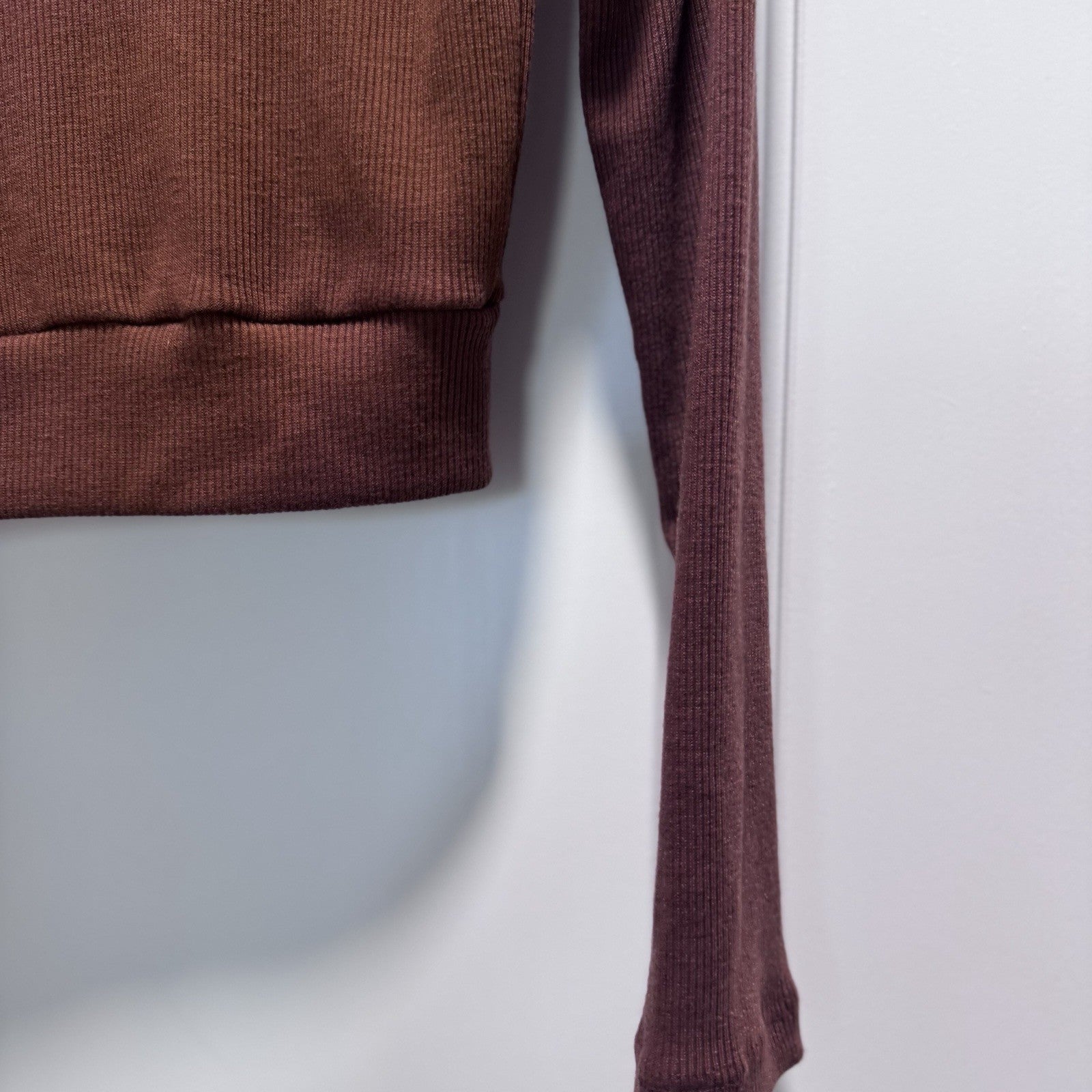 Altar’d State Cropped Sweater Top XS Cappuccino Brown Long Sleeve Collared NWT