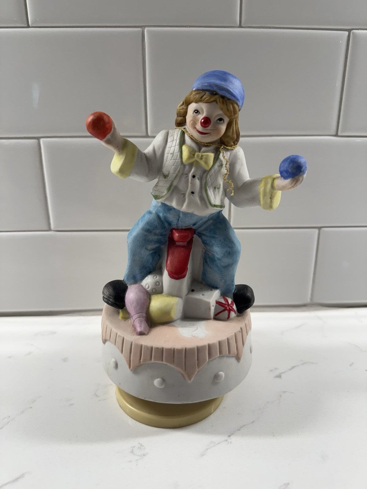 Vintage Clown Windup Music Box Rare & Hard To Find
