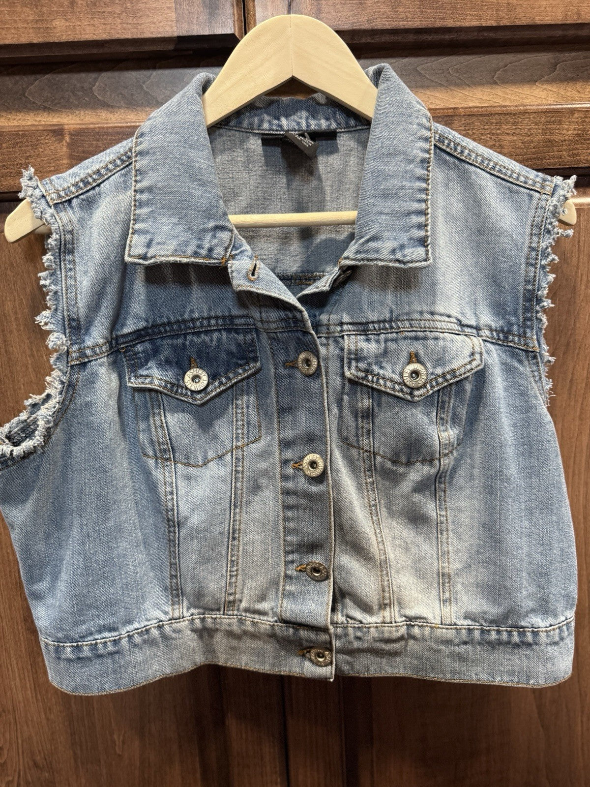 Ashley Stewart Women’s Size 12 Denim Vest Sleeveless Frayed