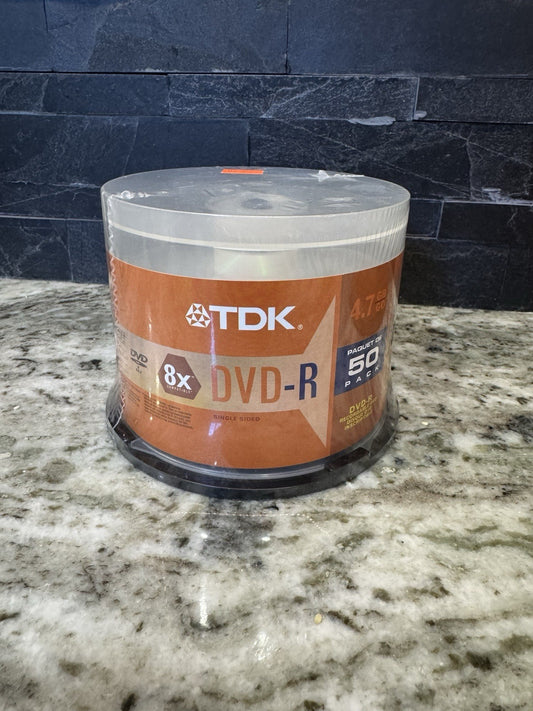 TDK 4.7GB DVD-R 50-Pack Spindle 8X Compatible 120 Minute Video New & Sealed