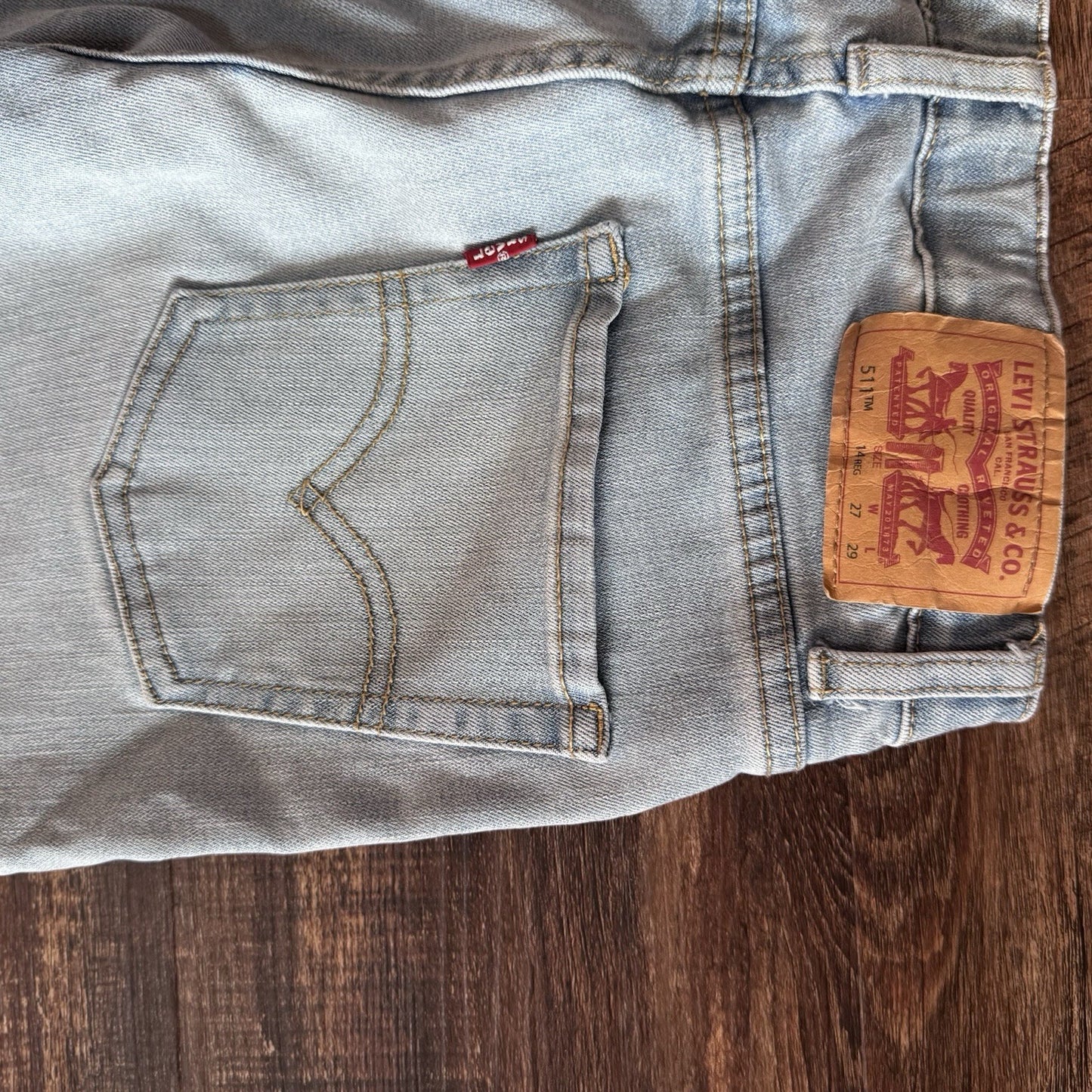 Levi’s 511 14 REG Light Wash Distressed Skinny Jeans W27 L29