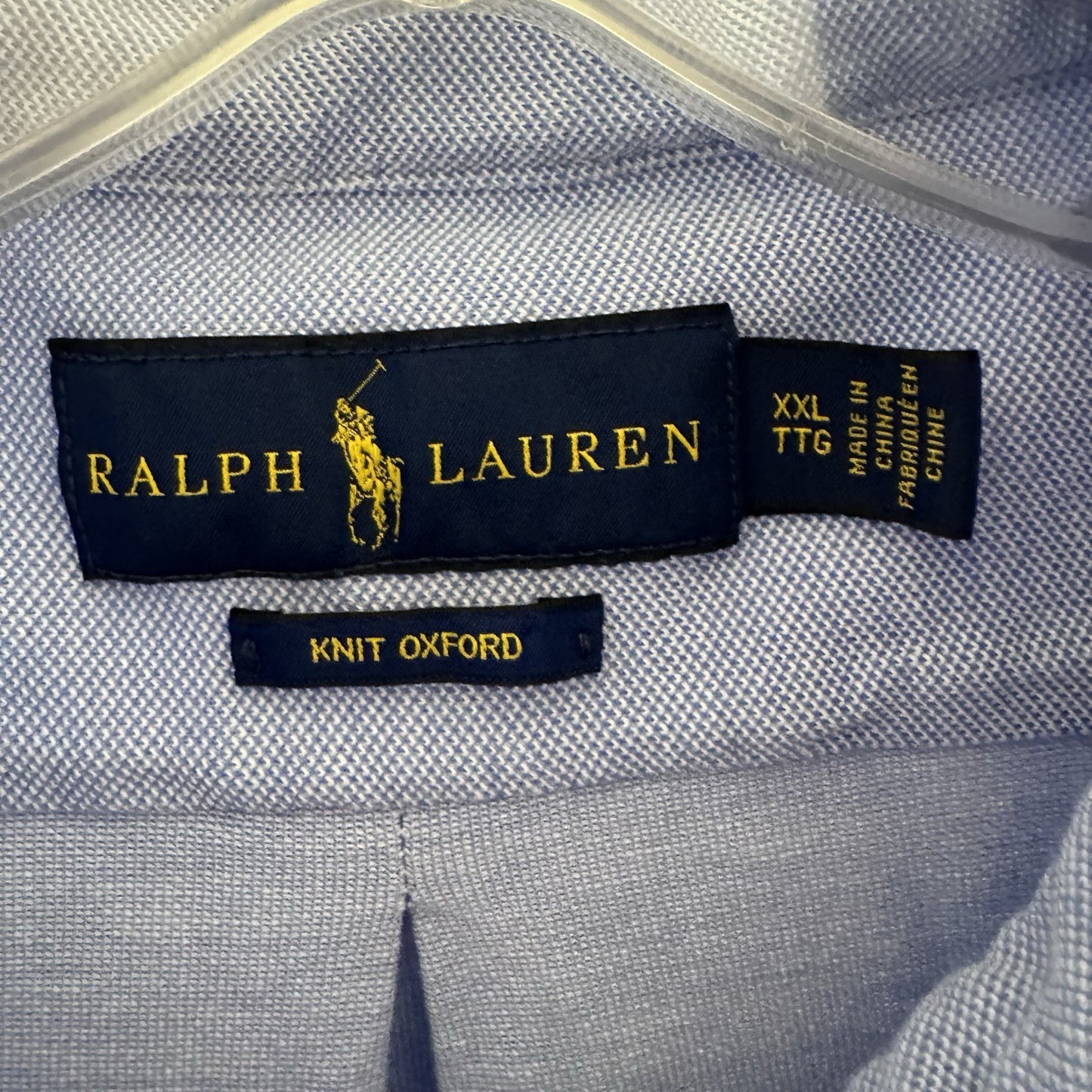 Polo Ralph Lauren Knit Oxford Shirt XXL Blue Button-Down Collar Short Sleeve