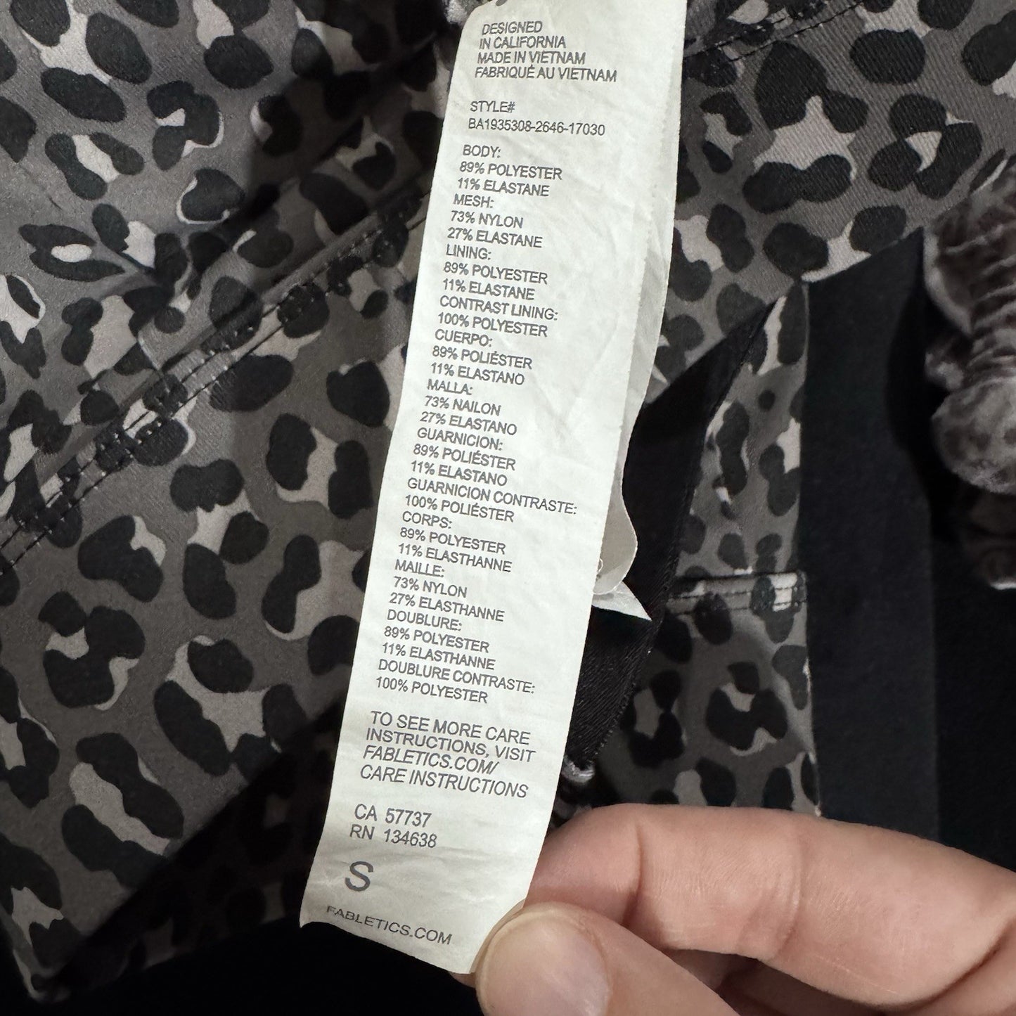 Fabletics Leopard Print Sports Bra Size S Racerback Supportive Gym Activewear