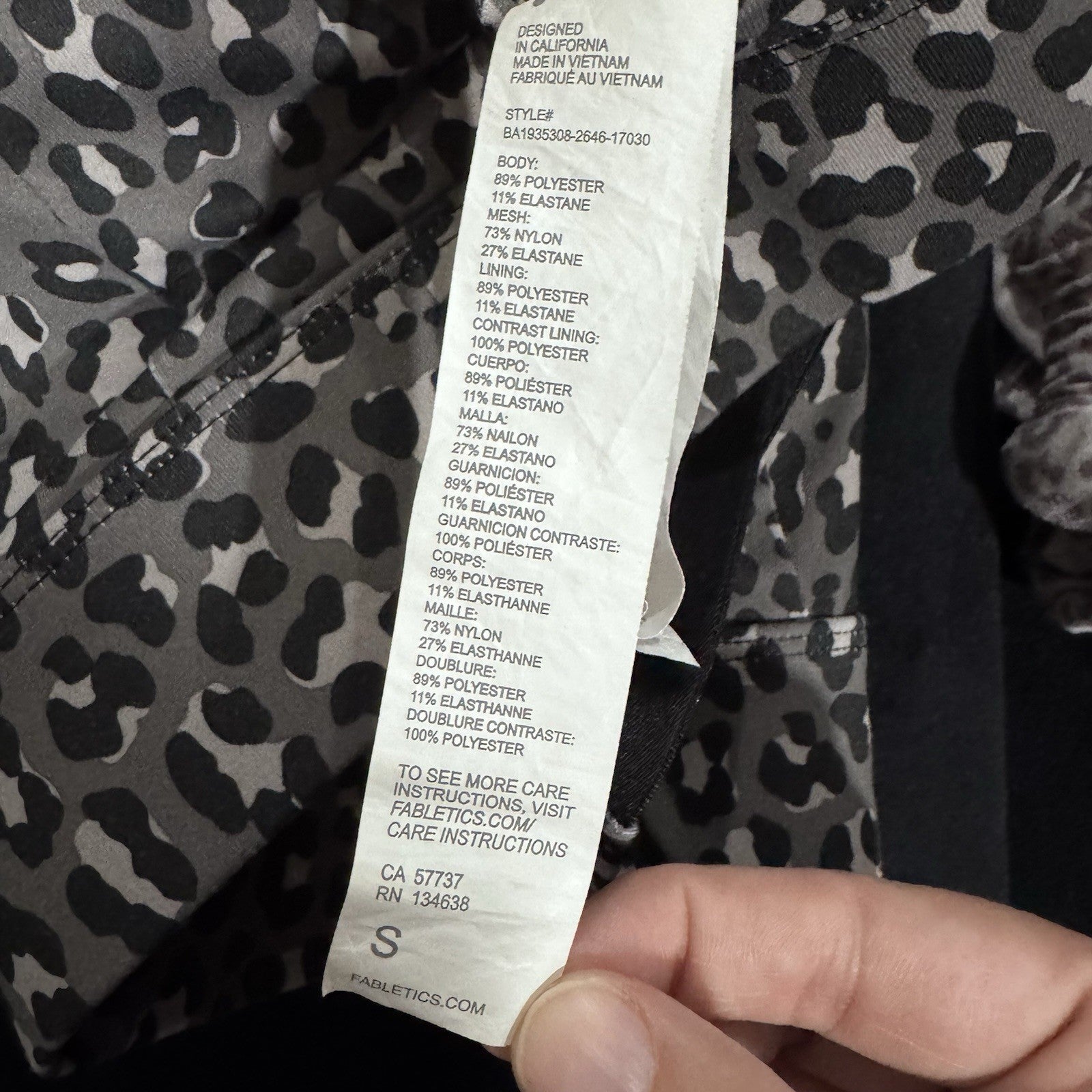 Fabletics Leopard Print Sports Bra Size S Racerback Supportive Gym Activewear