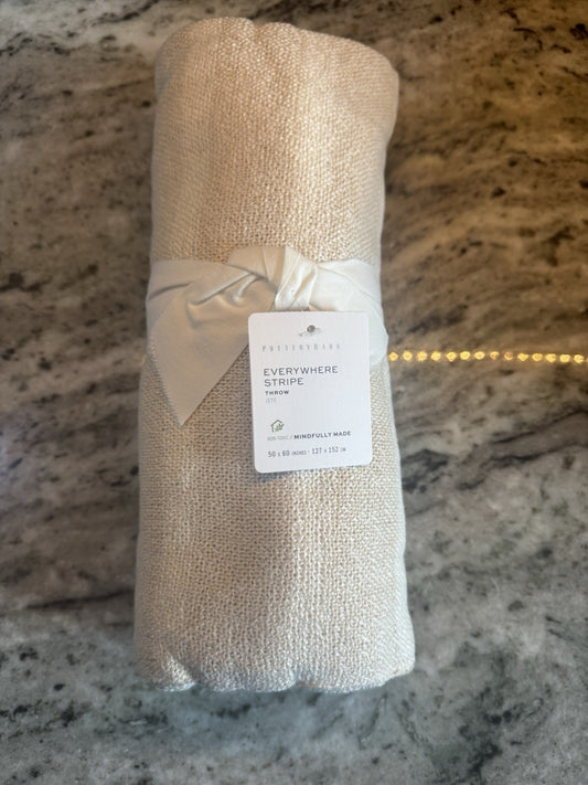 Pottery Barn Eco-Friendly Striped Indoor/Outdoor Throw New with tag
