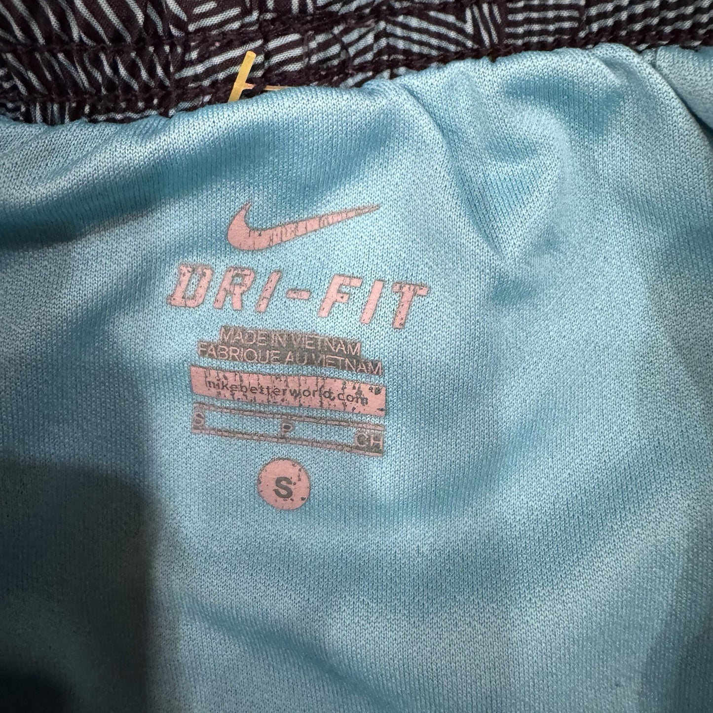 Nike Dri-Fit Tempo Running Shorts Women’s Small Blue Black Abstract Print