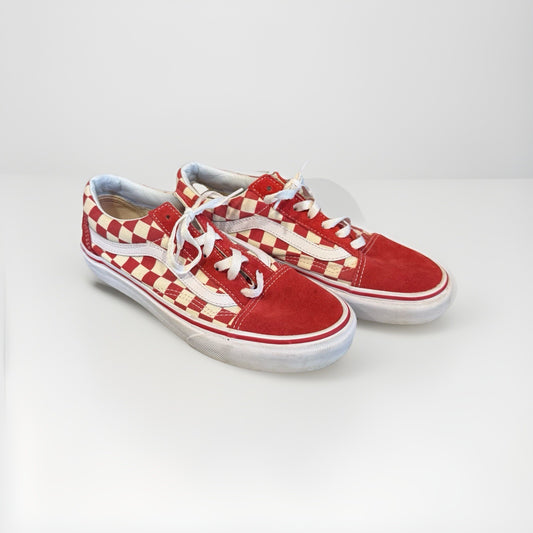 Vans Off The Wall Red And White Checkered Shoes Size Women's 7 Great Condition