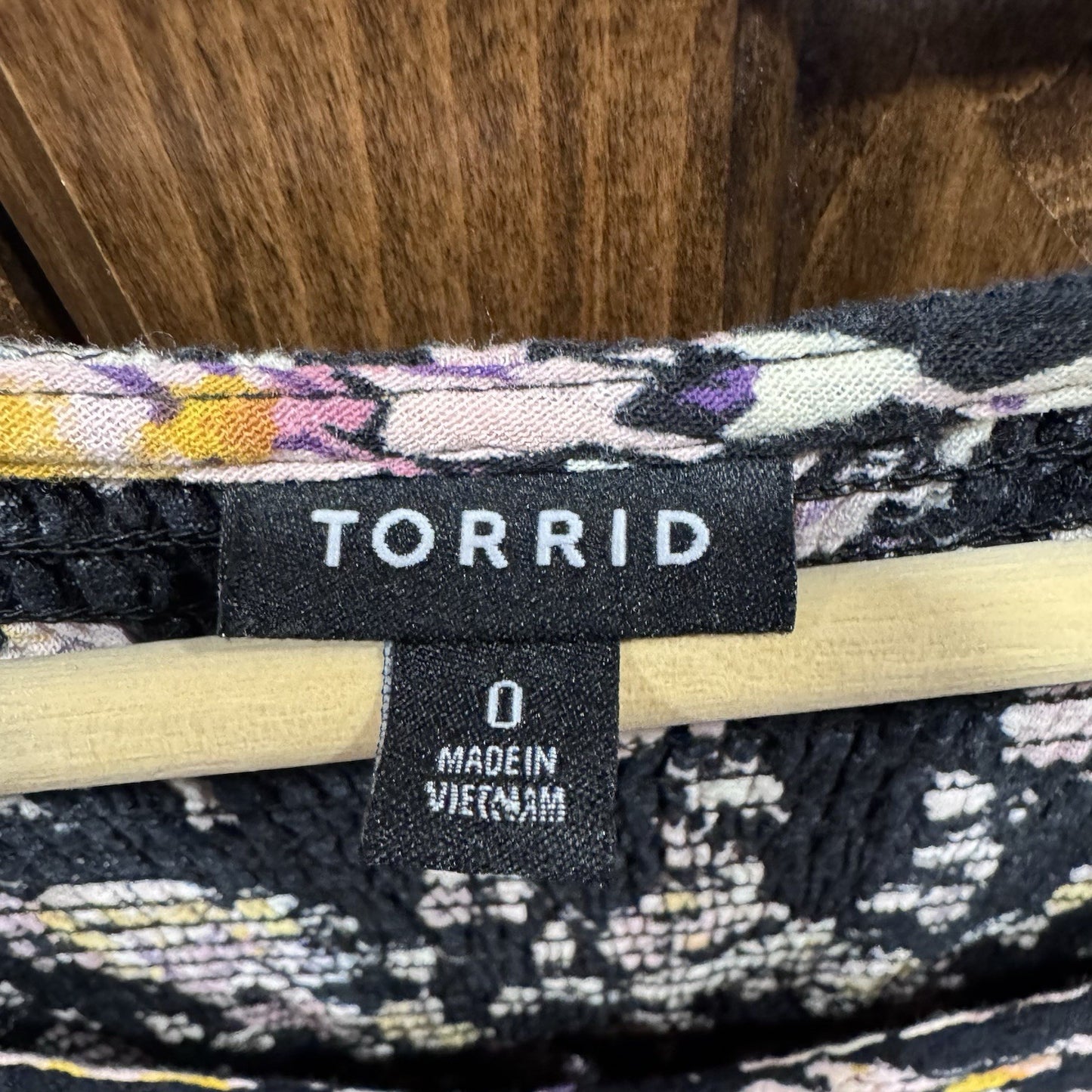 Torrid Size 0 (12) Floral Long Sleeve Blouse Black Smocked Empire Waist Boho Top