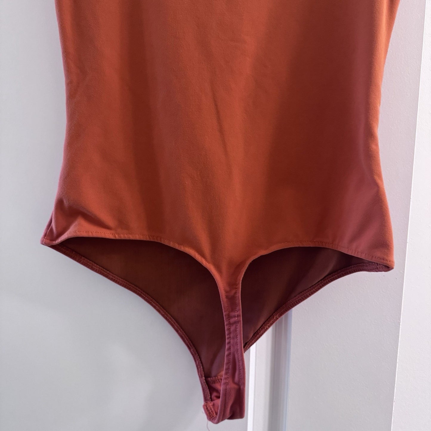 Autumn Baby Rust Red Square Neck Bodysuit Cap Sleeve Stretchy Size S