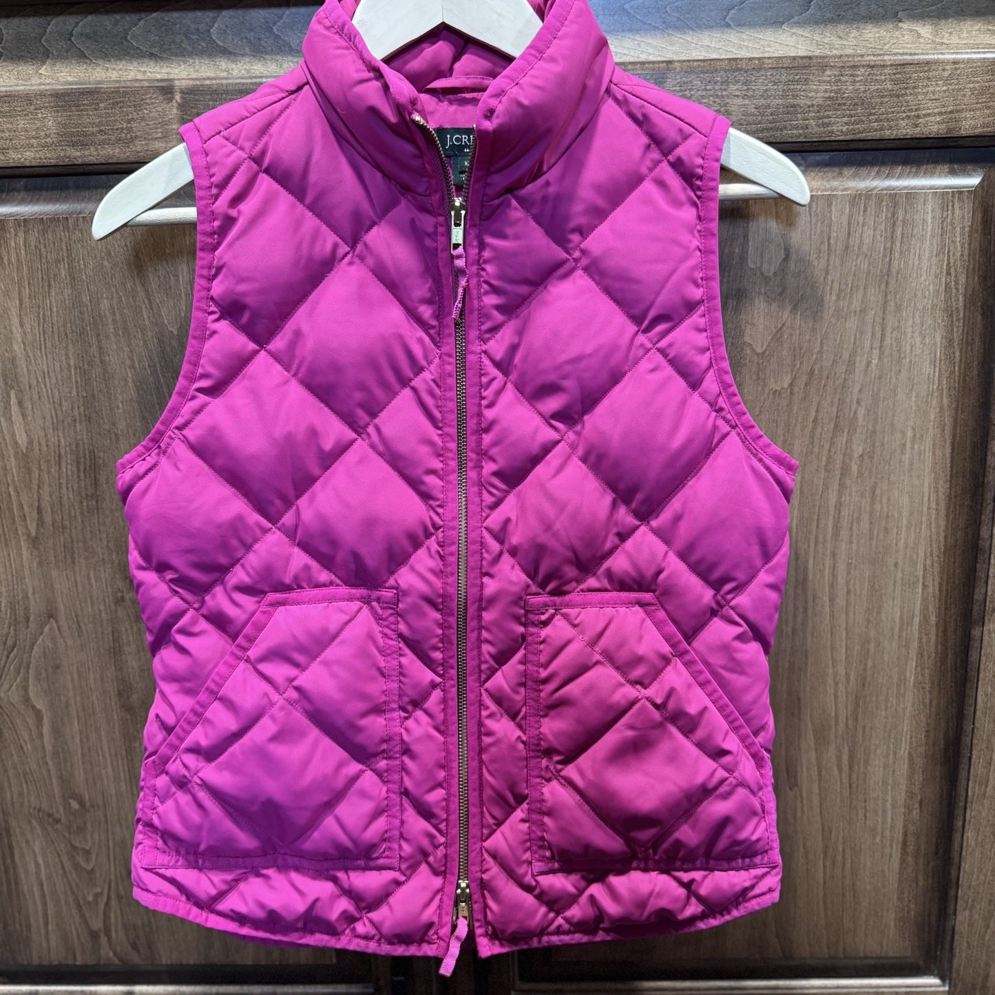 J CREW Factory Down Quilted Puffer Vest Jacket Womens XS X-Small 0 2 Winter Pink
