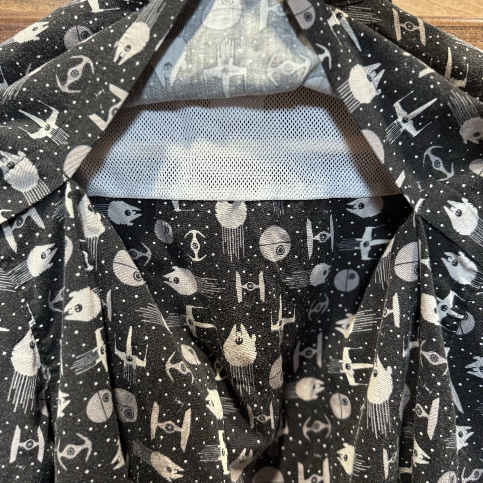 Disney Parks Star Wars Button Up Shirt Men’s M | Ships & Death Star Print