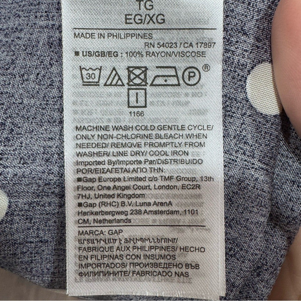 GAP Navy Polka Dot Puff Sleeve Dress XL | Button Front Retro Vibes