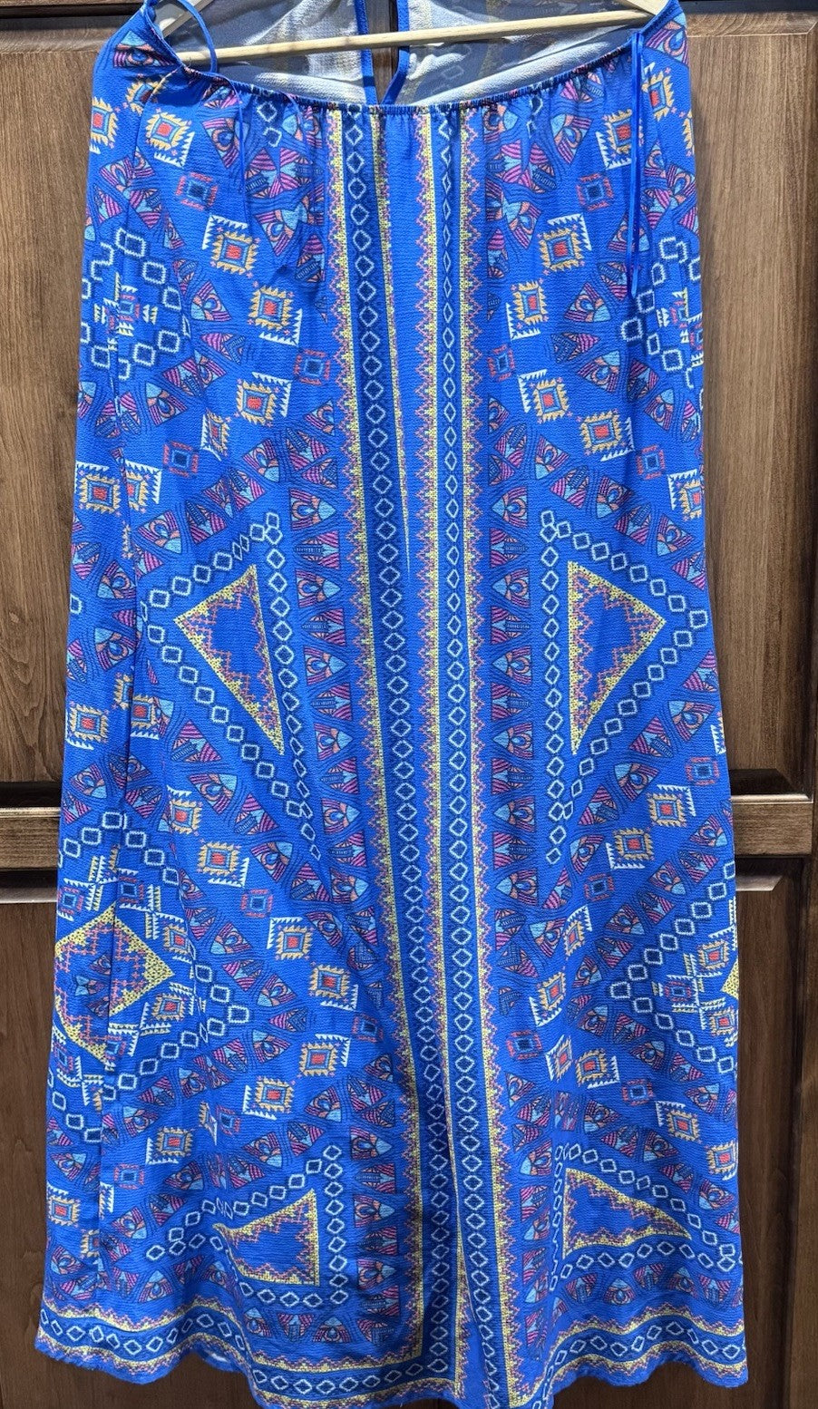 Flying Tomato Halter Maxi Dress Small Boho Festival Aztec Print Blue Pink Tribal