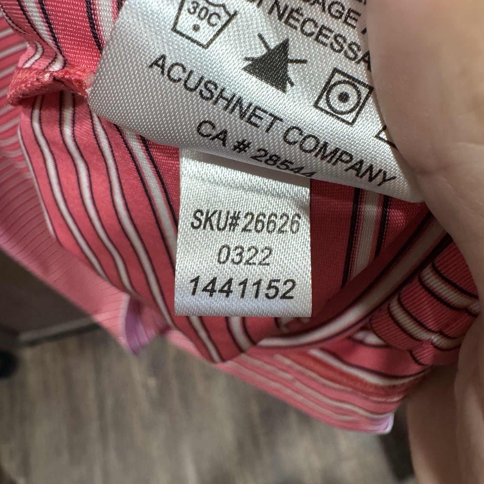 FootJoy Men’s Golf Polo Shirt – Pink Striped Performance Top PCB XL