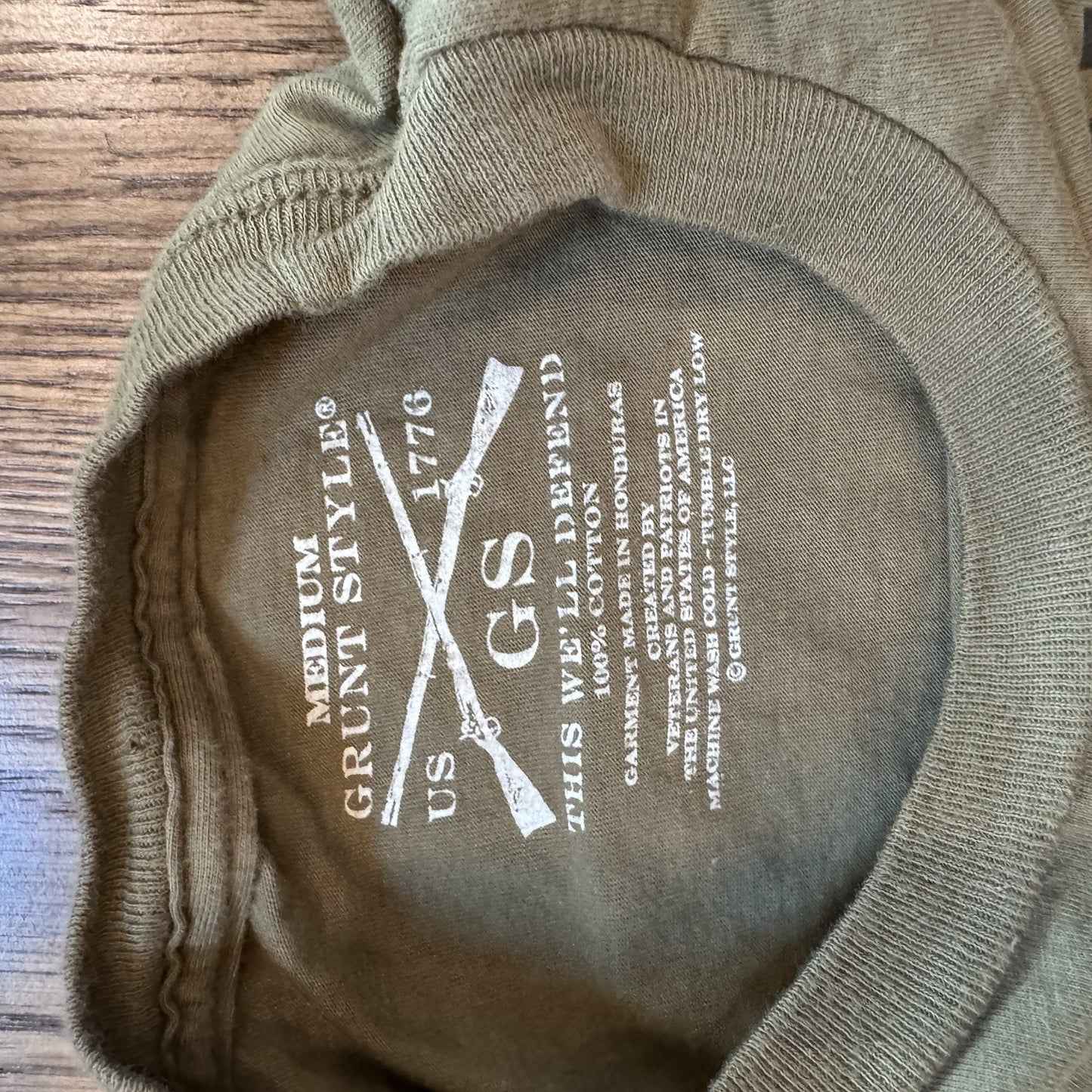 Grunt Style Mens Grumpy Old Vet Short Sleeve T Shirt Military Green Size Medium