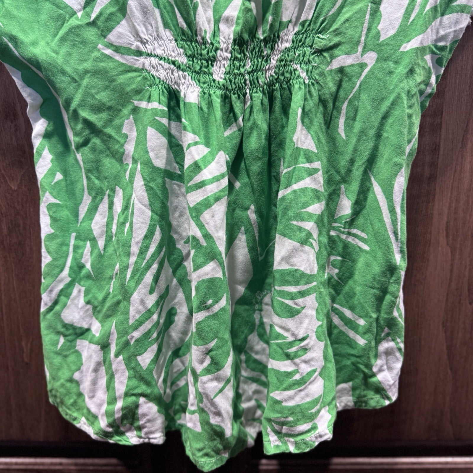 Lilly Pulitzer for Target Girls Green White Palm Print Tunic Top Size L (10/12)
