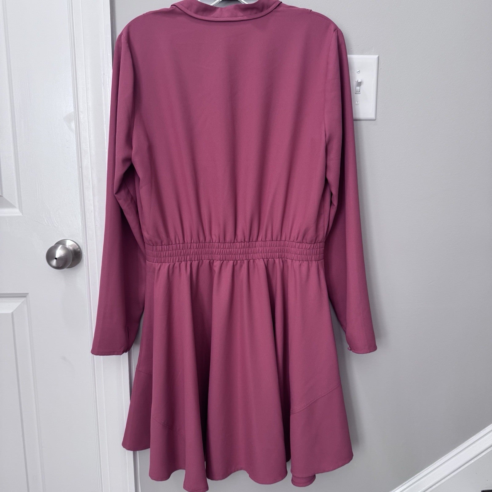 Express Women’s Large Pink Long Sleeve Mini Dress Elastic Waist Boho Style