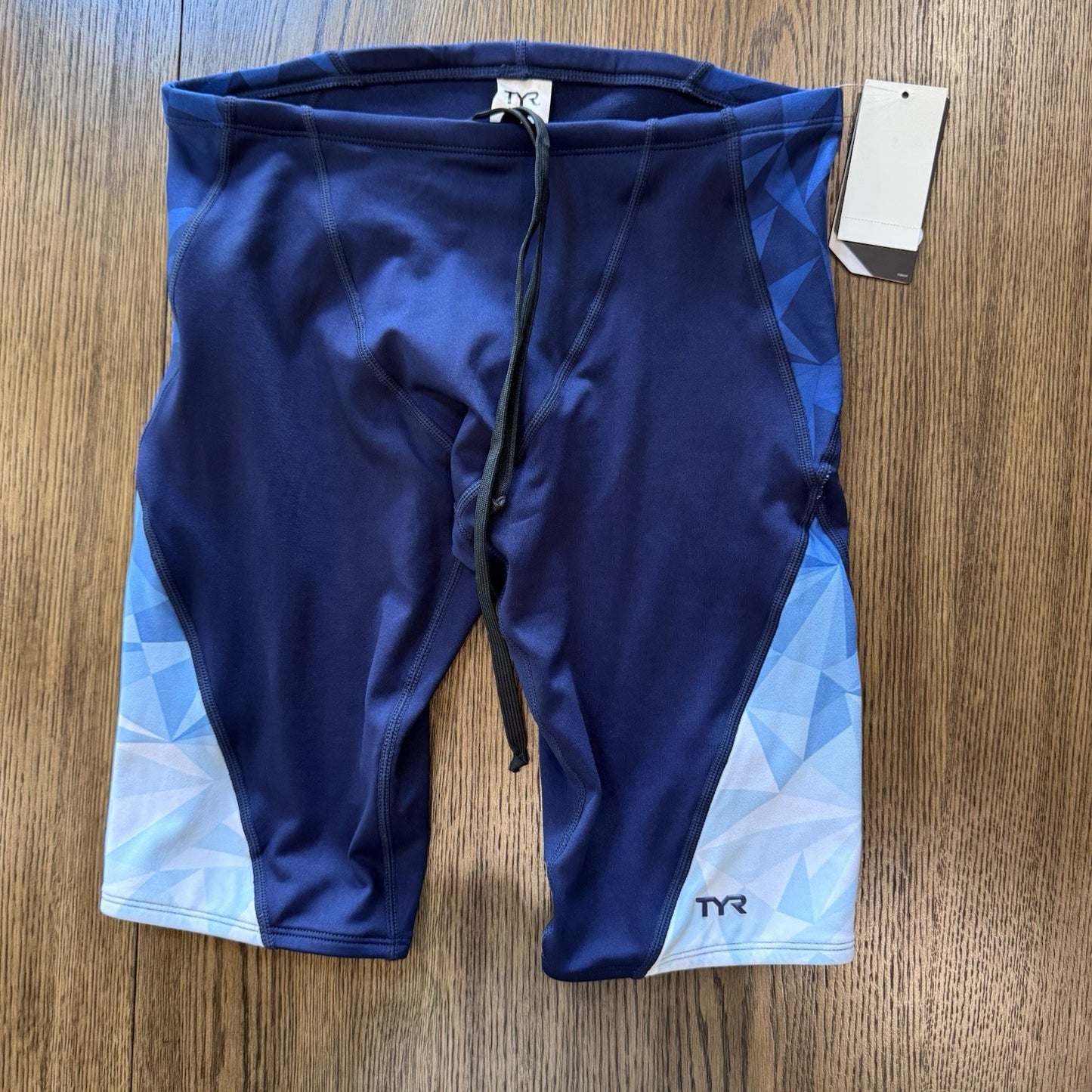 NWT TYR Men’s Blade Splice Jammer Swim Shorts Blue White Size M (32) Elite