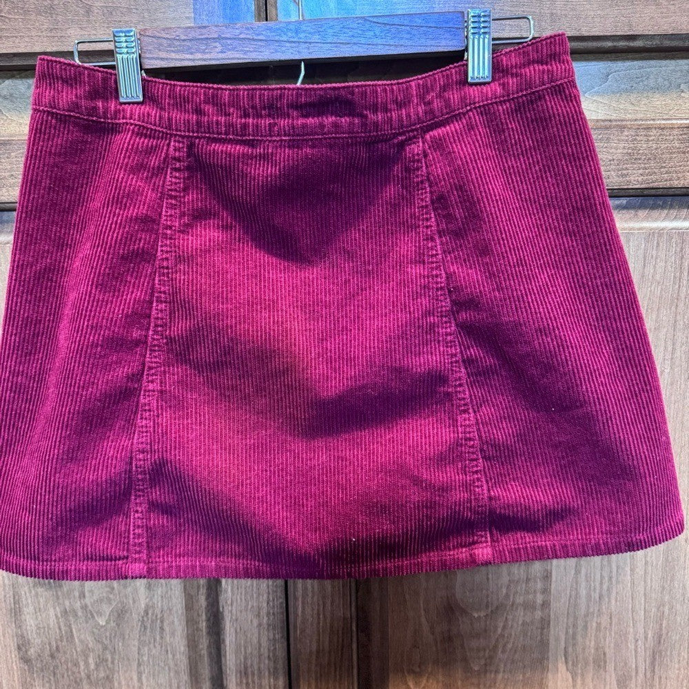 Forever 21 Burgundy Corduroy Button-Front Skirt Small