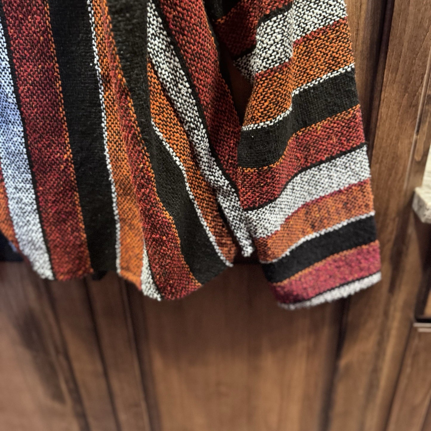 Earthbound Trading Co Baja Hoodie Large Multicolor Woven Pullover Boho Surf