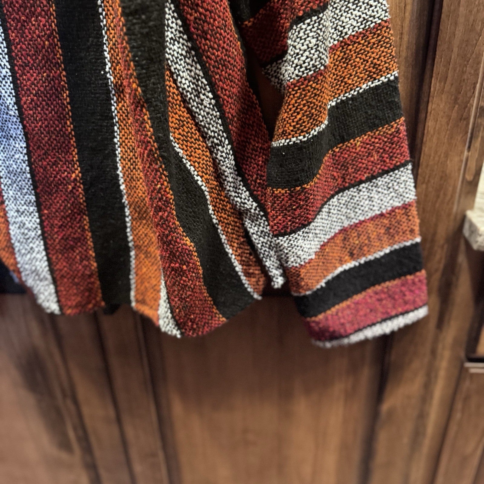 Earthbound Trading Co Baja Hoodie Large Multicolor Woven Pullover Boho Surf