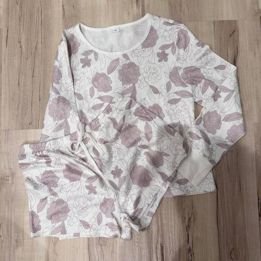 New Soft and cozy white and grey floral long sleeve loungewear #floral