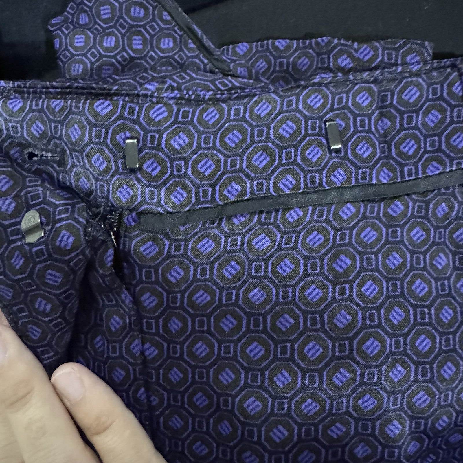 Massimo Dutti Purple Satin Trousers Geometric Pattern New Pants Size 6