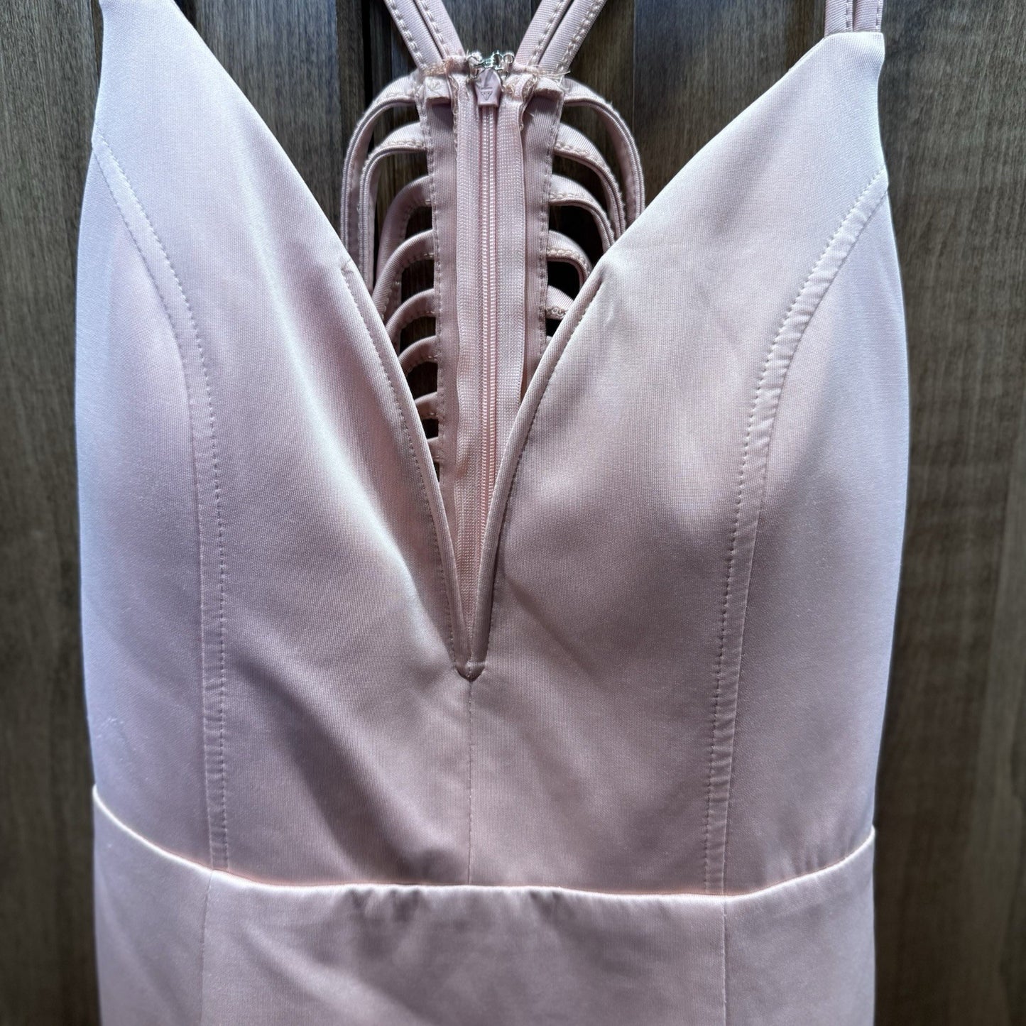 ENTRY Pink Cutout Bodycon Dress Size Large | Sleeveless Strappy Back Midi